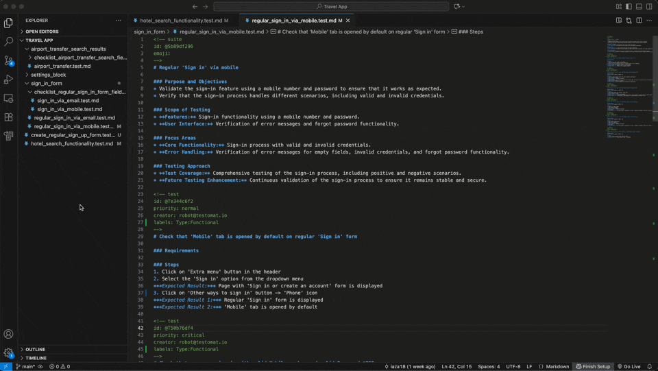 Testomatio - Export as markdown